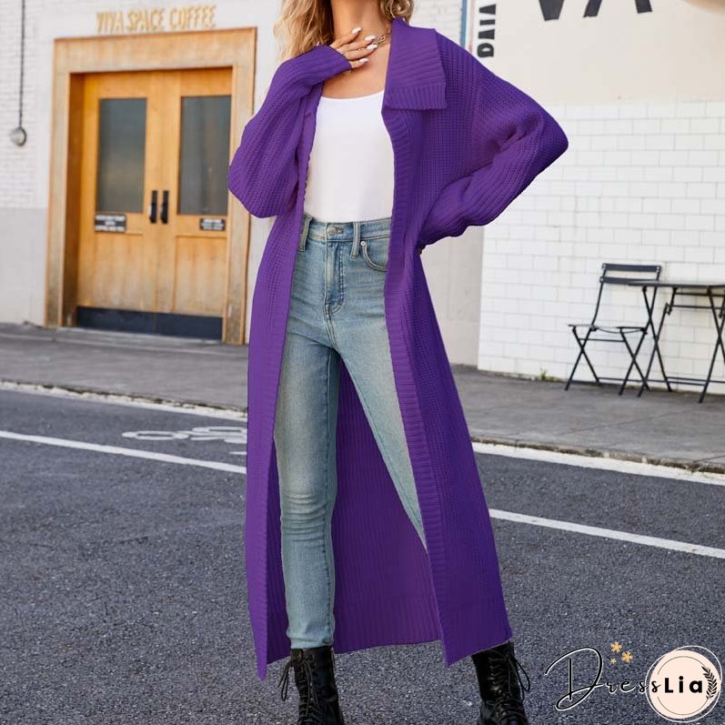 Casual Solid Colour Long Cardigan