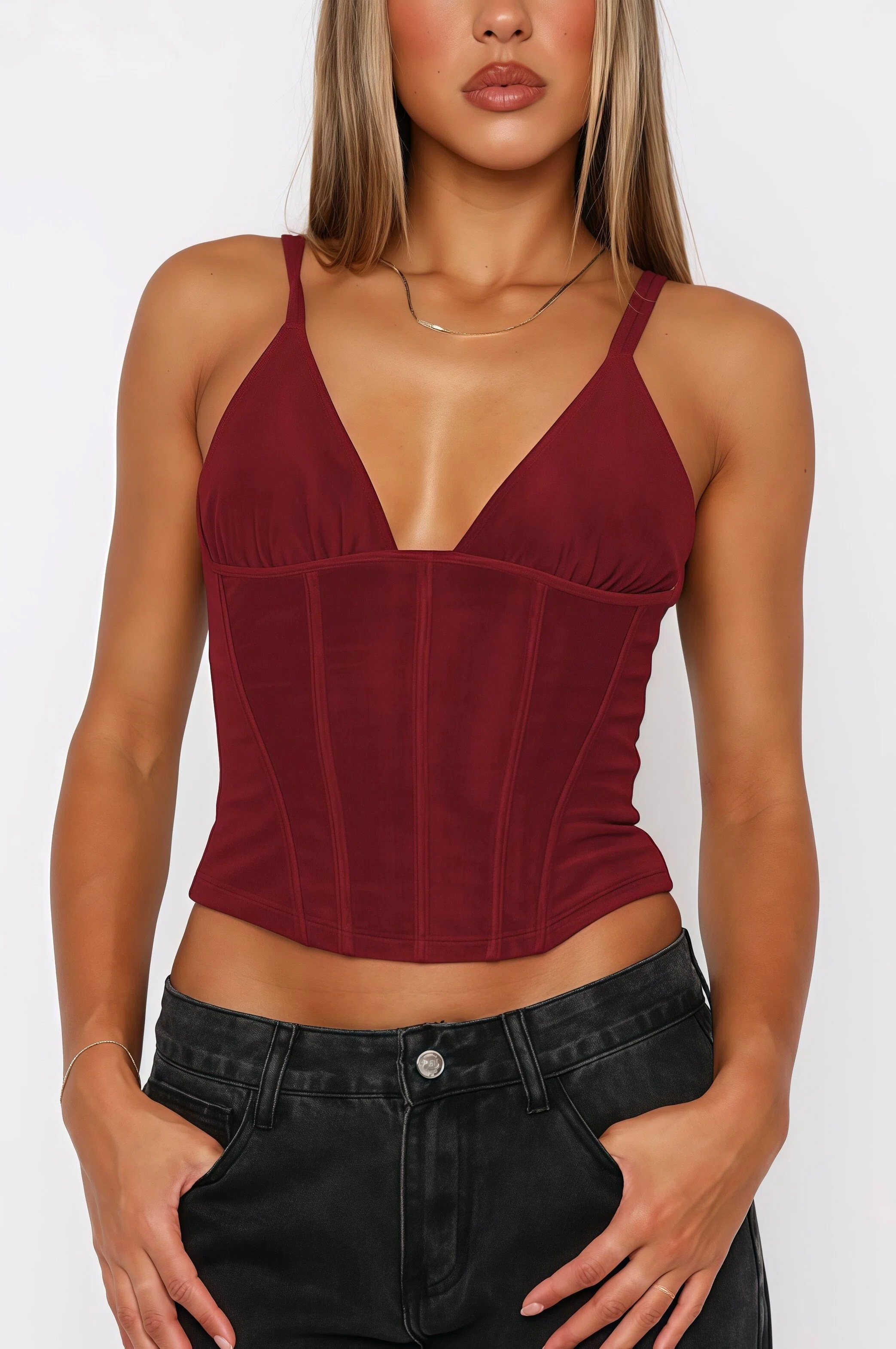 V-Neck Corset-Style Crop Cami Top - HIGIANNA&reg;