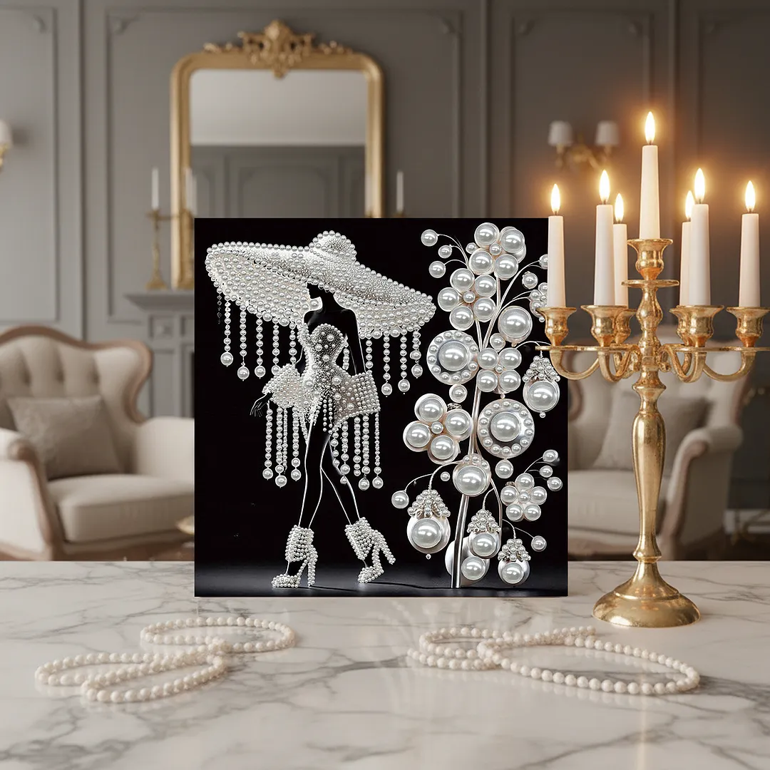 Elegant Lady - DIY Pearl Diamond Art Kit With Frame 30*30cm