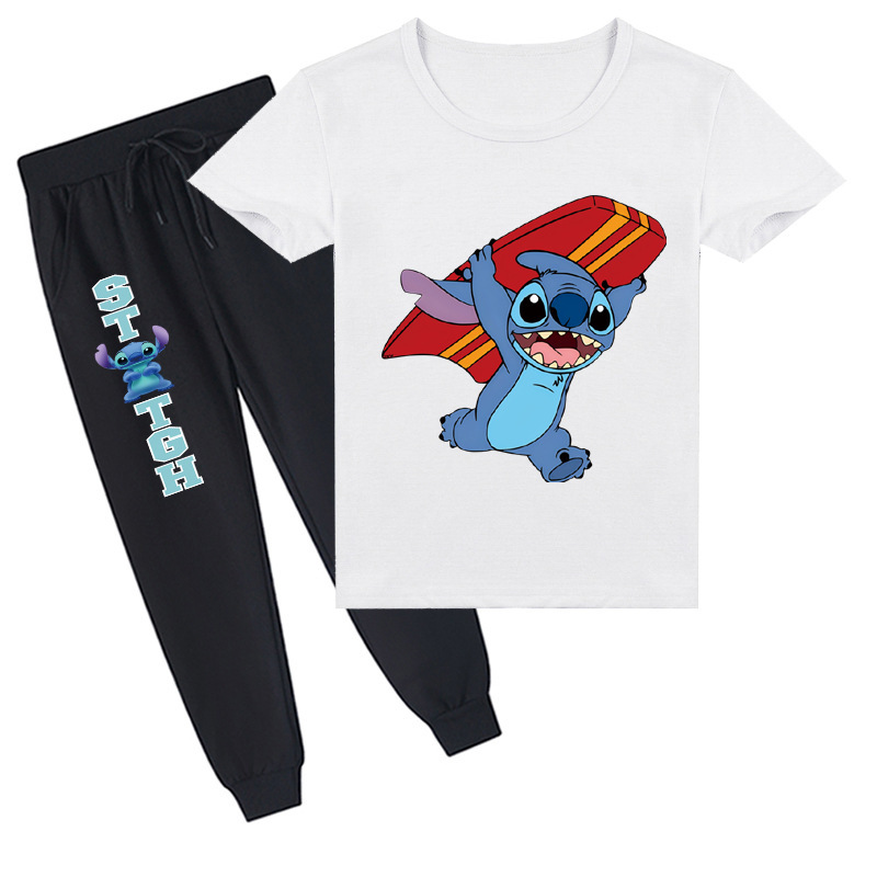Mayoulove Stitch Kids T-Shirt & Pants Set - Cute & Comfortable Outfit for Boys and Girls aged 2-8!-Mayoulove