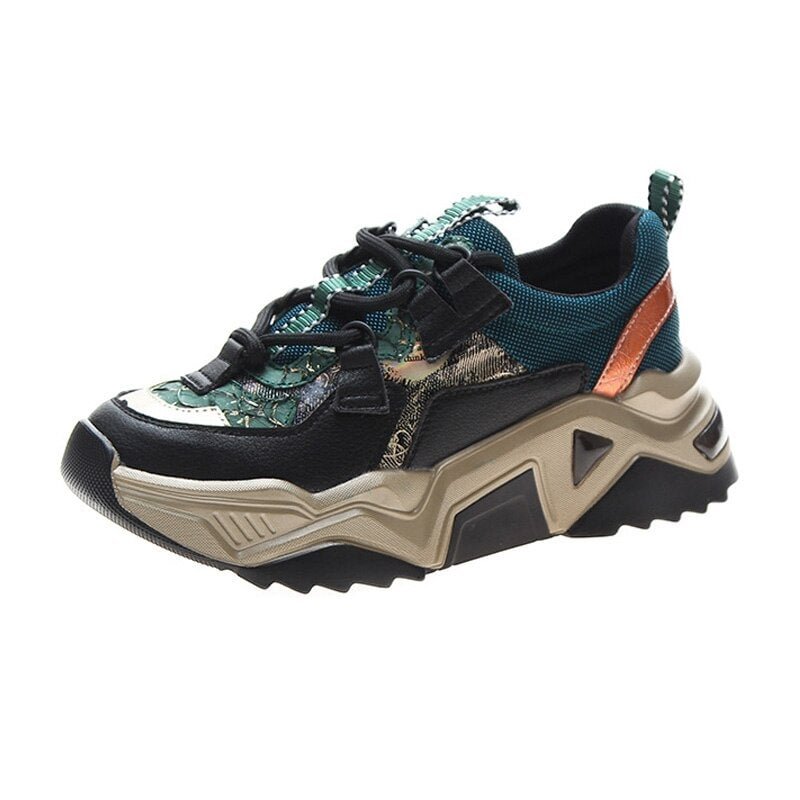 CXJYWMJL Spring Women Platform Sneakers Golden Fashion Thick Bottom Vulcanized Shoes Korean Version Casual Shoes For Ladies