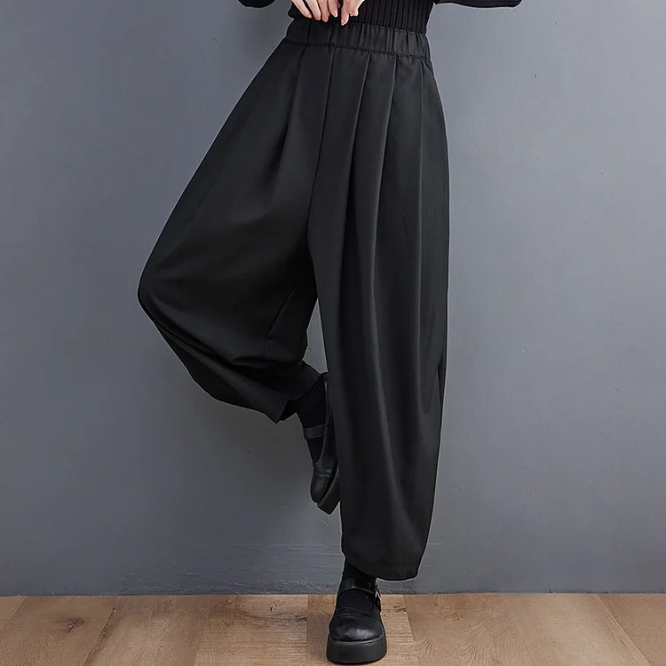 Loose Solid Color Straight Leg Pants
