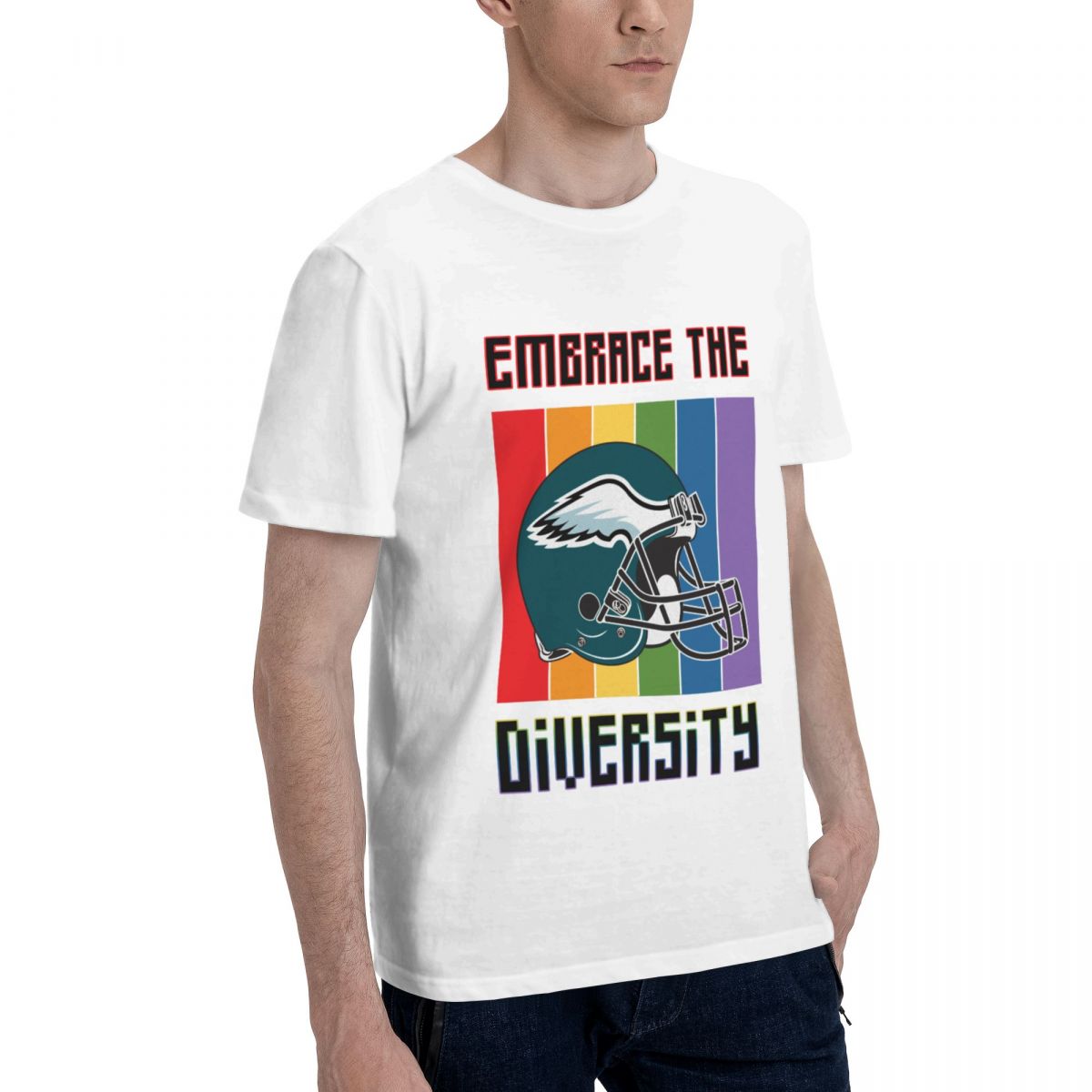 Philadelphia Eagles Embrace The Diversity Men's Cotton Crewneck T-Shirt