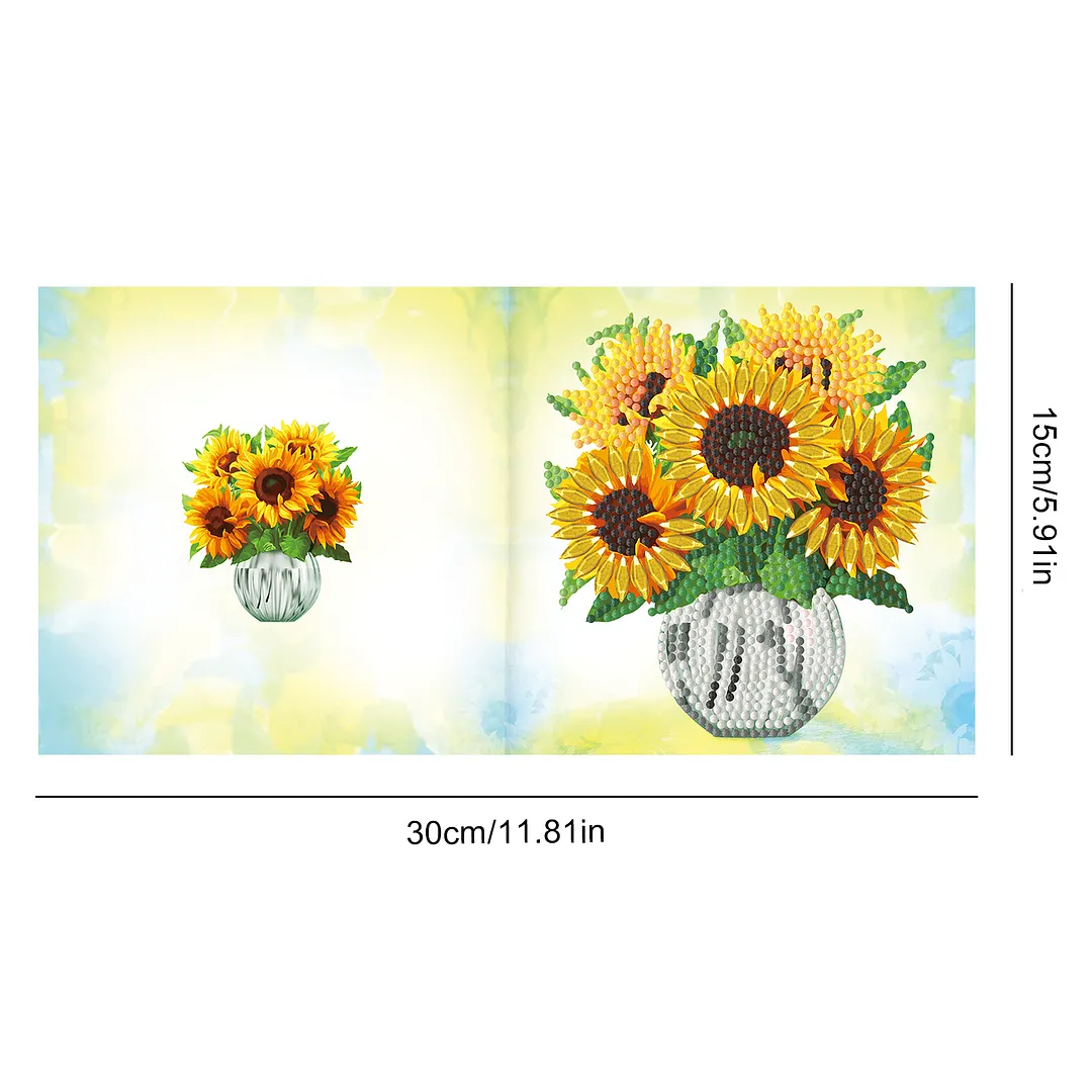 8PCS Vase DIY Diamond Painting Greeting Card Kits with Envelopes Diamond Art Greeting Cards Diamond Art Cards Kits for Adults DIY Crafts Family Friend Gifts