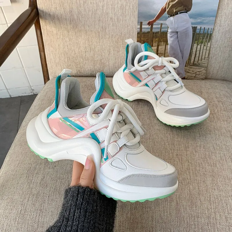 Summer Shoes Women 2021 Brand Design Bling Sequined Women's Casual Shoes Fashion Female Chunky Sneakers Stylish Sport Shoes