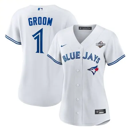 Women's Toronto Blue Jays  #1 Groom 2025 World Series White Home Replica Jersey