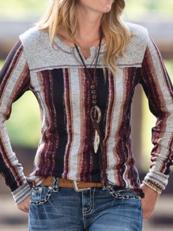 Plus size Cotton Boho Printed Shirts & Tops