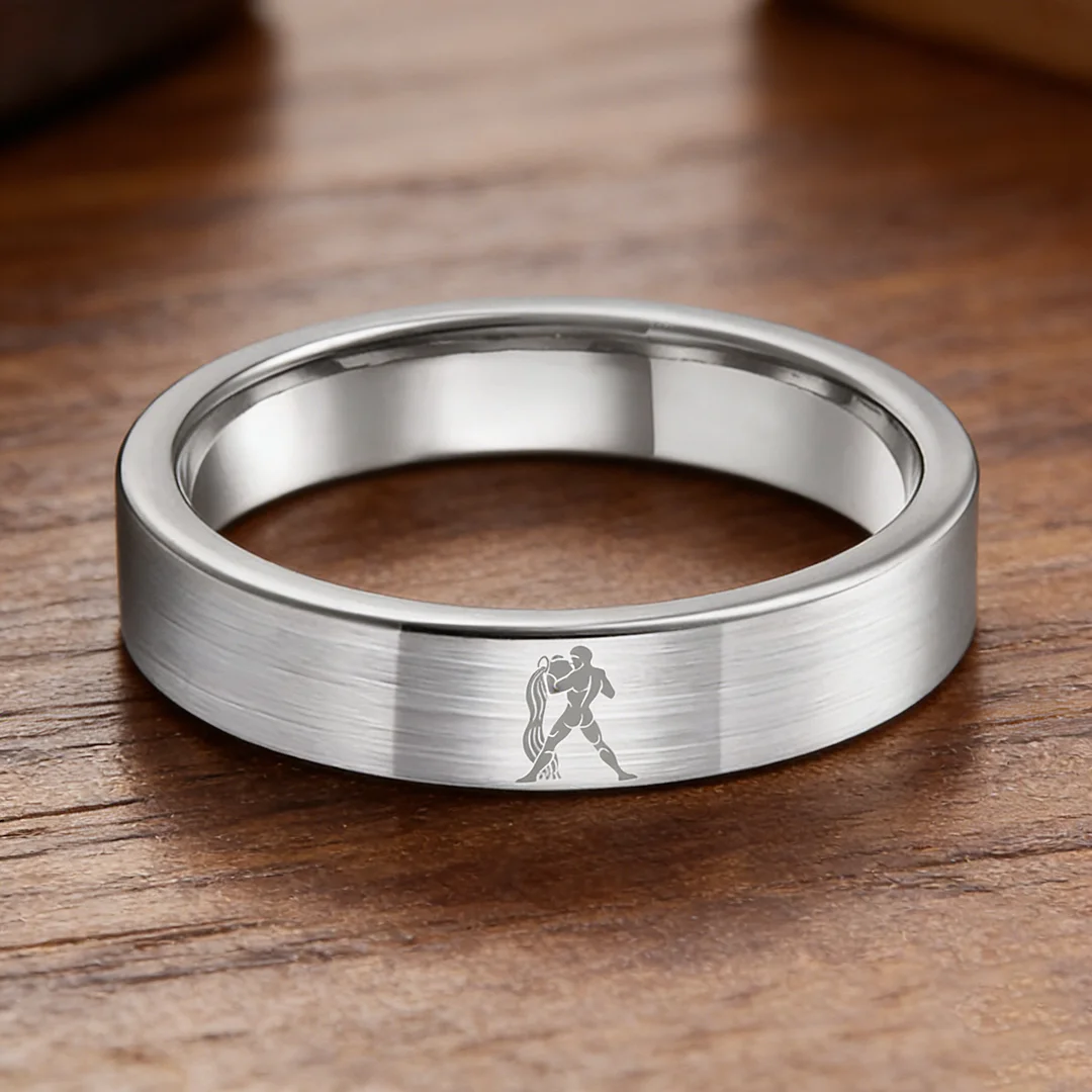 Flat Aquarius Tungsten Wedding Bands Tungsten Ring Sliver Comfort fit for Womens or Mens 4MM 6MM 8MM