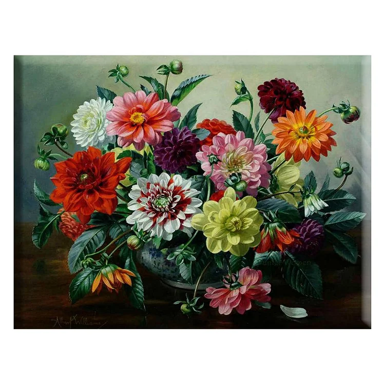 Bunch Flowers - 14CT 2 Strands Threads Counted Cross Stitch Kit - 50x40cm(Canvas)
