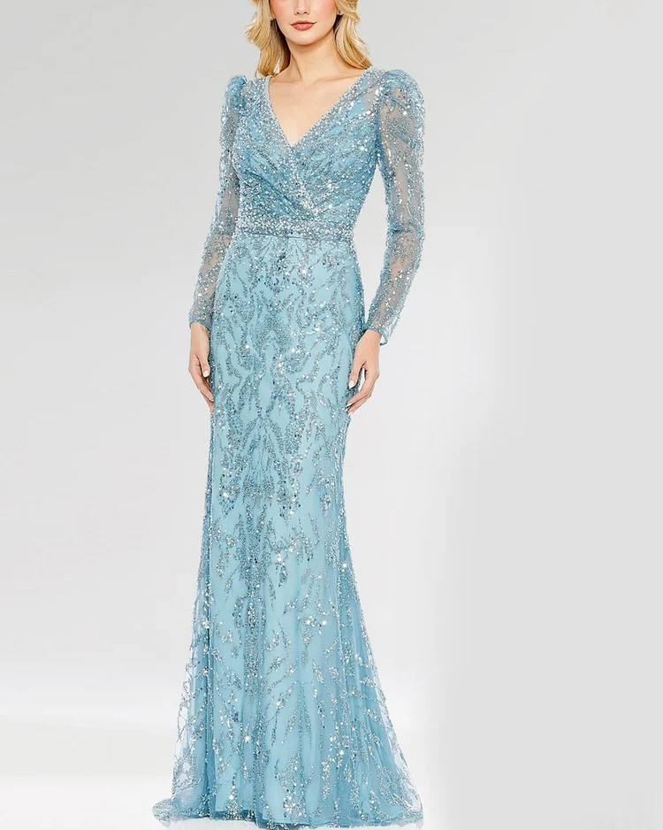 Embroidered crystal gown