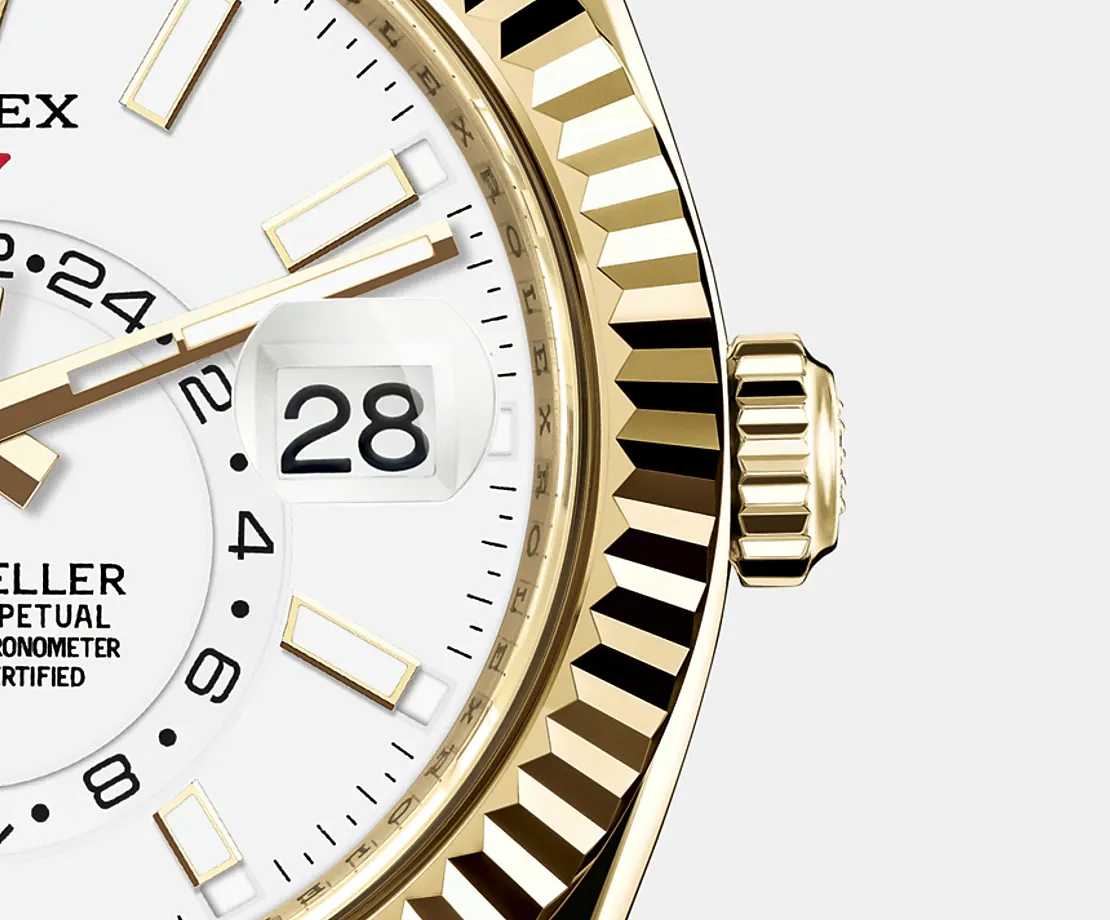 Rolex Sky-Dweller 42mm, 18k Yellow Gold, Oysterflex Ref# 326238-0006 – Affordable Swiss Watches Inc.
