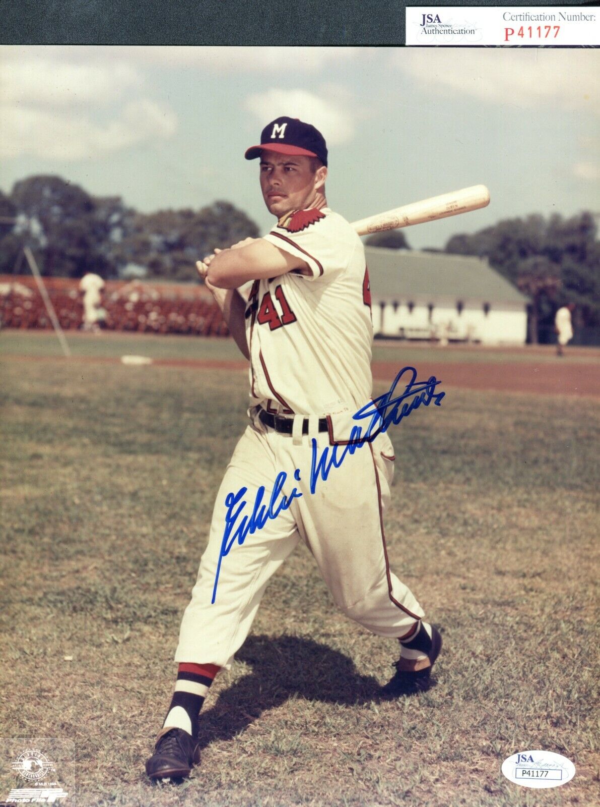 JSA Eddie Mathews Autographed Signed AUTO 8x10 Photo Poster painting Milwaukee Braves TRB 911