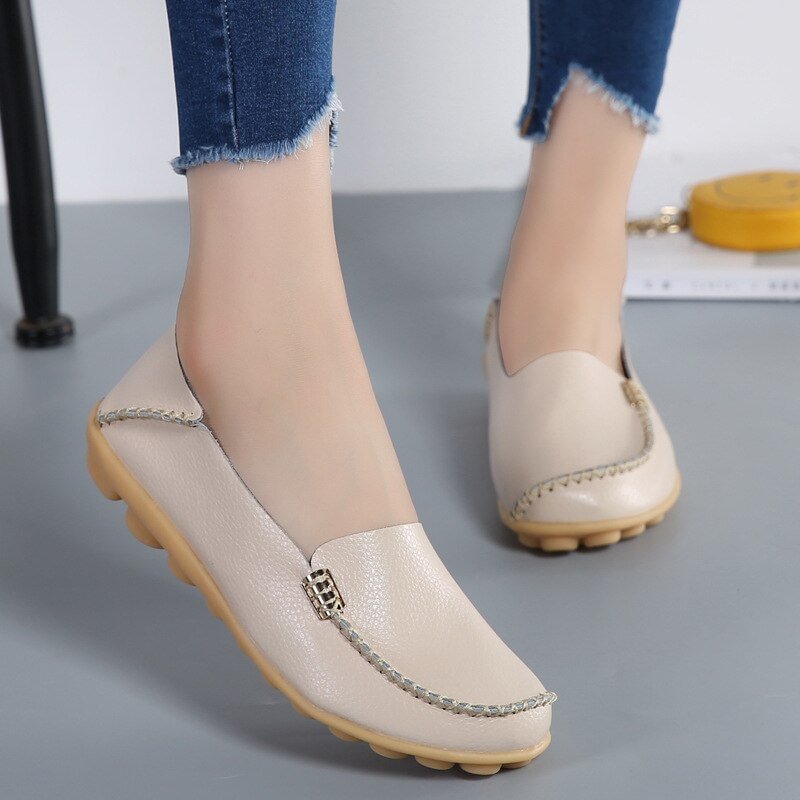 Shoes For Women 2021 Genuine Leather Mother Shoes Gift High Quality Soft Sole Work Women Casual Footwear 44 Size Tenis Feminino
