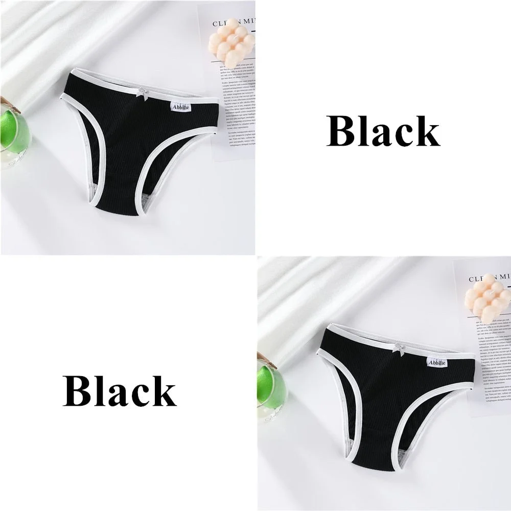 Abbille Women's Cotton Panties Soft Striped Patchwork Women Underpants Solid Girls Briefs Sexy Female Lingerie Comfort Underwear