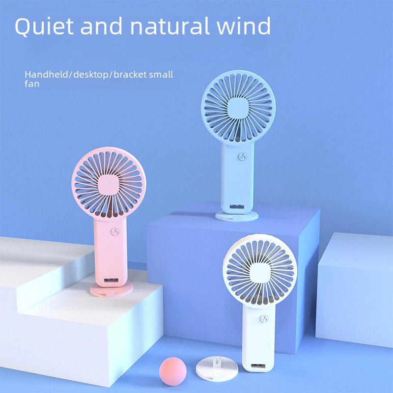New Handheld Fan Usb Charging Small Fan Portable Mini Dormitory Desktop Silent Gift Logo
