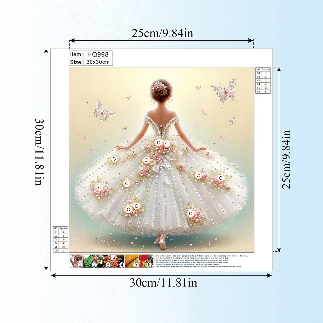 Diamond Painting - Partial Special Shaped Drill - Butterfly Gown(Canvas|30x30cm)