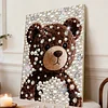 DIY Pearl Painting Brown Bear for Home Decor with Frame(30x40cm)