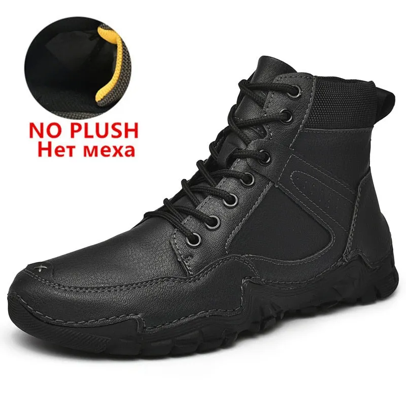 Winter Men's Casual Boots Plush Warm Mens Ankle Boots High Quality Outdoor Men Boots Comfortable Motorcycle Boots Zapatos Hombre