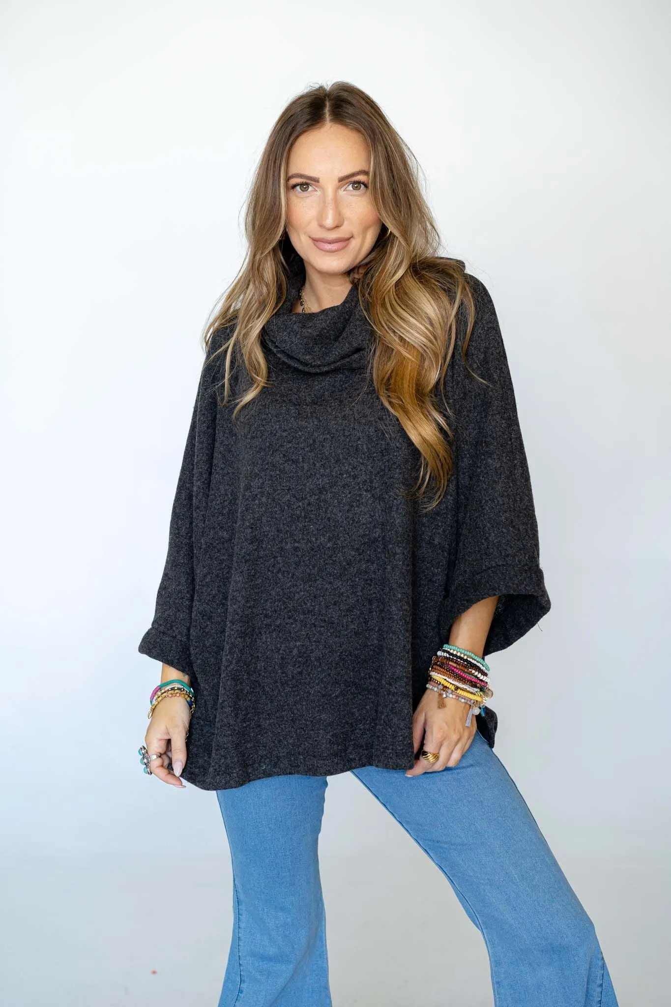 The Nest Your Favorite Oversized Turtle Neck Sweater - Charcoal