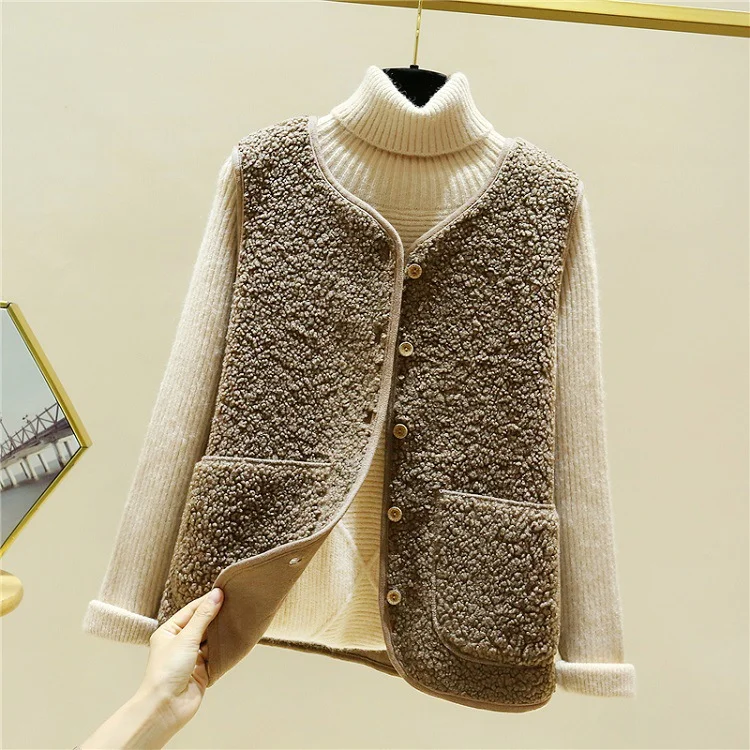 Athvotar Athvotar Plush Vest Women 2025 Autumn And Winter Short Korean Version Of The Fur Coat