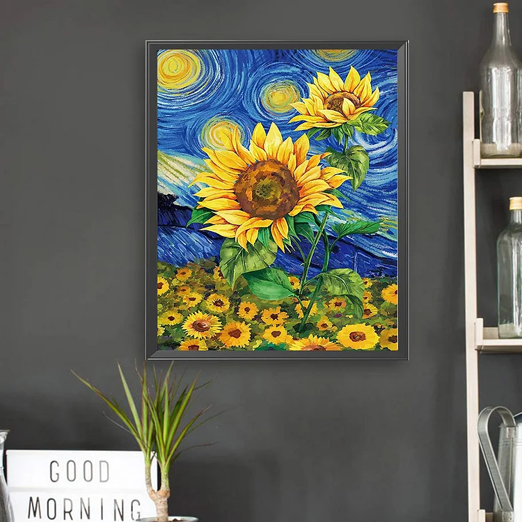 1set 40x50cm Diamond Painting Canvas With Acrylic Sunflower