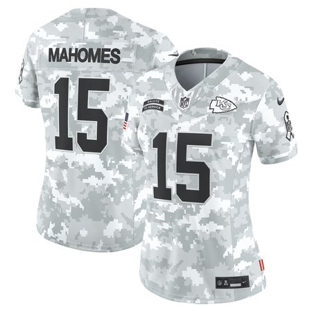 Women's Kansas City Chiefs #15 Patrick Mahomes  Arctic Camo 2024 Salute to Service Limited Jersey