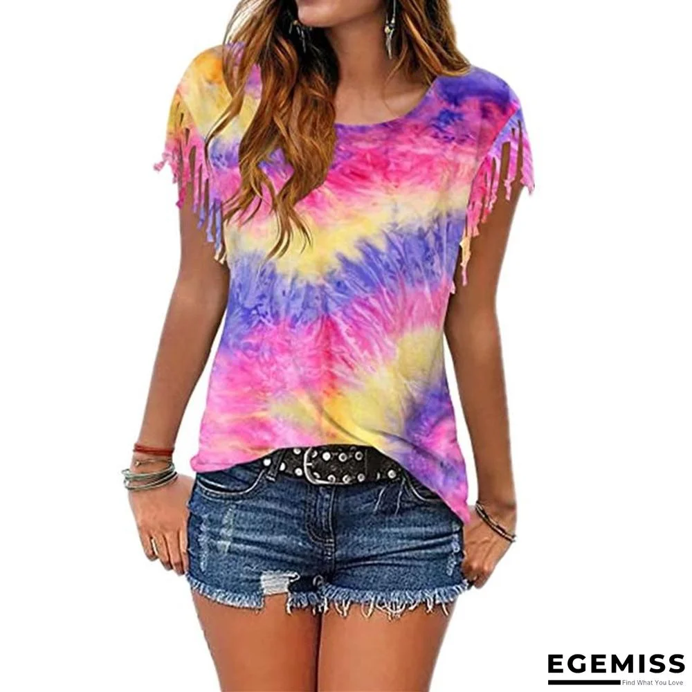 European and American Women's Clothing Dyed Quicksa Short-sleeved T-shirt Top | EGEMISS