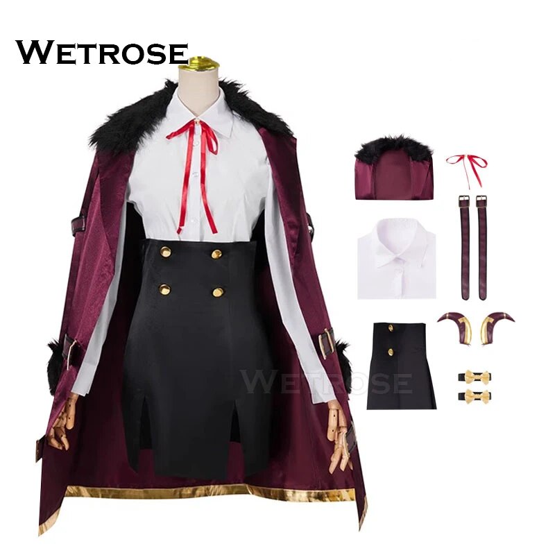 [Wetrose] Blue Archive Rikuhachima Aru Cosplay Costume Boss Windbreaker Military Coat Cloak Suit Wig Full Set