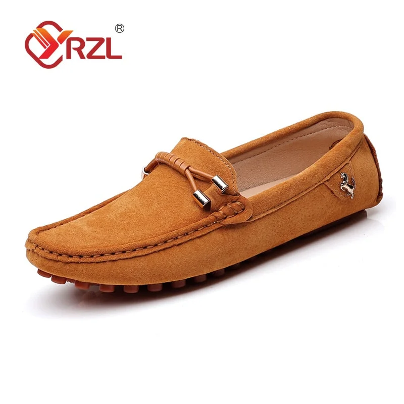 YRZL Loafers Men New Design Suede Loafers Genuine Leather Slip on Moccasins Men Comfy Green Driving Loafers for Men