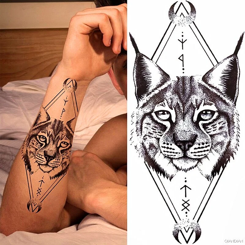 Wolf Tiger Manipulator Temporary Tattoo Sticker Waterproof Skull Flower Compass Eagle Deer Body Arm Sleeve Fake Totem Women Man