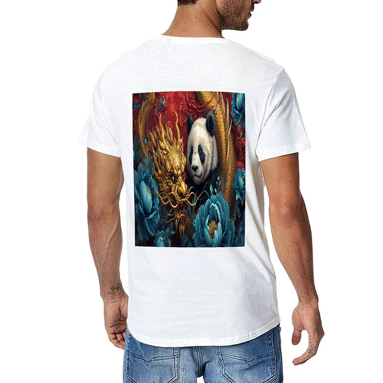 Men's T-shirt GOLDEN DRAGON PANDA  customized, personalized, gift