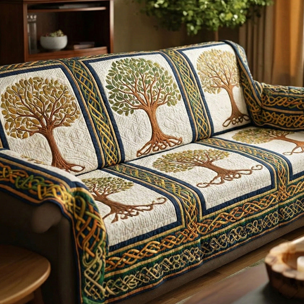 Ivory Nature Roots Quilted Sofa Cover NCU0NT12061 everthome