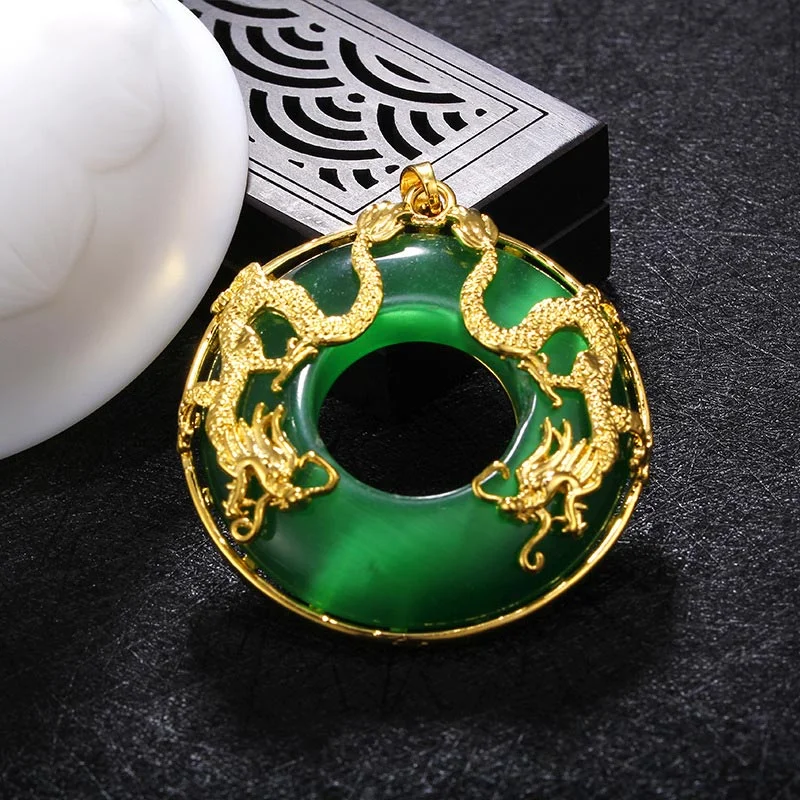 Tibetan Jade Dragon Necklace Pendant