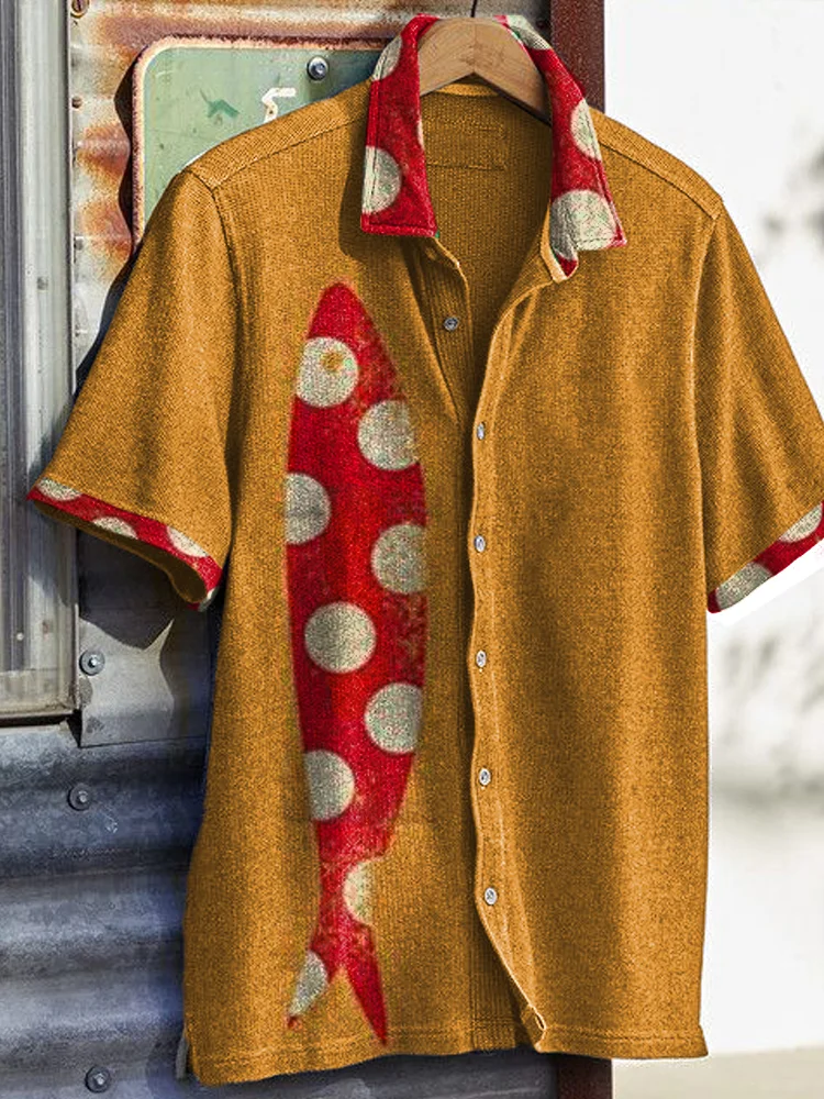 Vintage Fish Pop Art Linen Blend Shirt