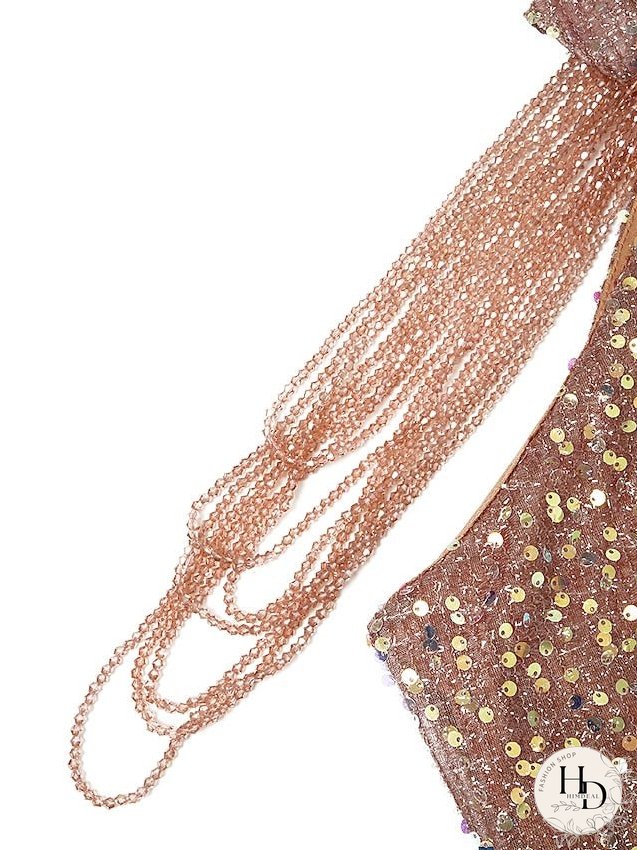 Bodycon Mini Dress Black Pink Sleeveless Pure Color Sequins Tassel Fringe Beads Spring Summer Crew Neck Hot Elegant Party S M L XL / Party Dress for Women