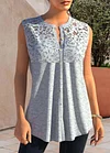 Plus Size Lace Stitching Button Up Tank Top