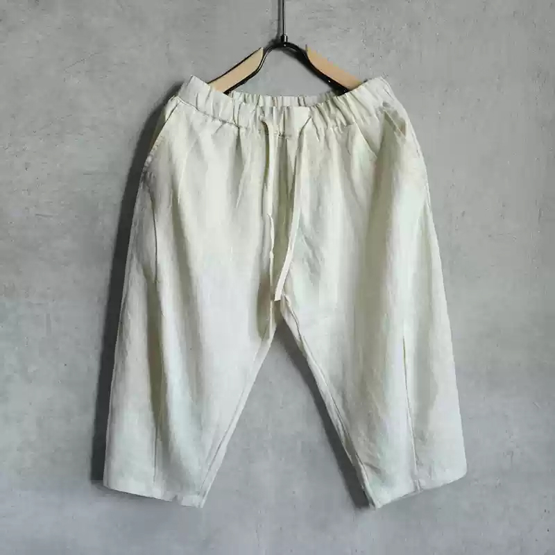 Men's Casual Linen Thin Elastic Mid Rise Pants