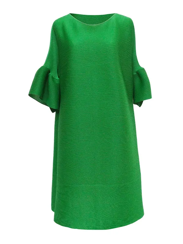 Uylees Boutique Printed Round Neck Flounce Sleeve Midi Dress main image 0