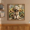 Sunflower Teddy Full 11CT 3 Strands DIY Stamped Cross Stitch Kits 40x40cm Embroidery Needlepoint Starter Kit for Beginners Adults Gift Home Wall Decor