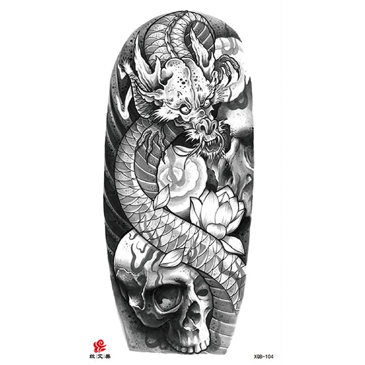 Waterproof Temporary Tattoo Sticker Chest Black Flash Tattoos Wolf Tiger Dragons Sexy Flower Body Art Arm Fake Tatoo Women Men