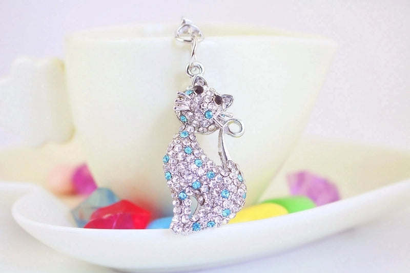 Elegant Minimalist Cat Alloy Inlay Rhinestones Unisex Bag Pendant