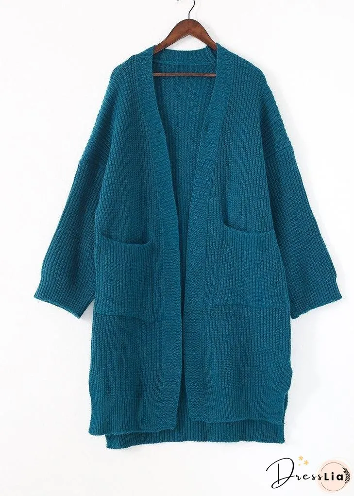 Oversized spring knit sweat tops oversize blue side open knitted cardigans