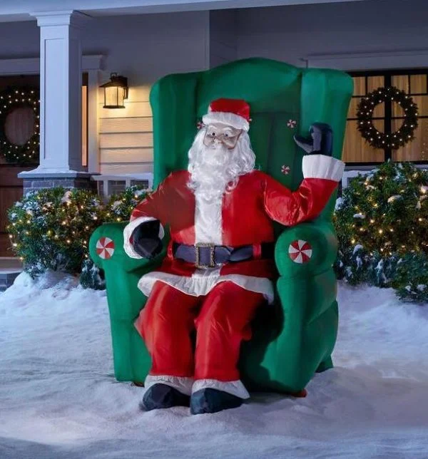 🔥kukelife🔥Christmas-5 5 ft realistic animated inflatable santa in high back chair