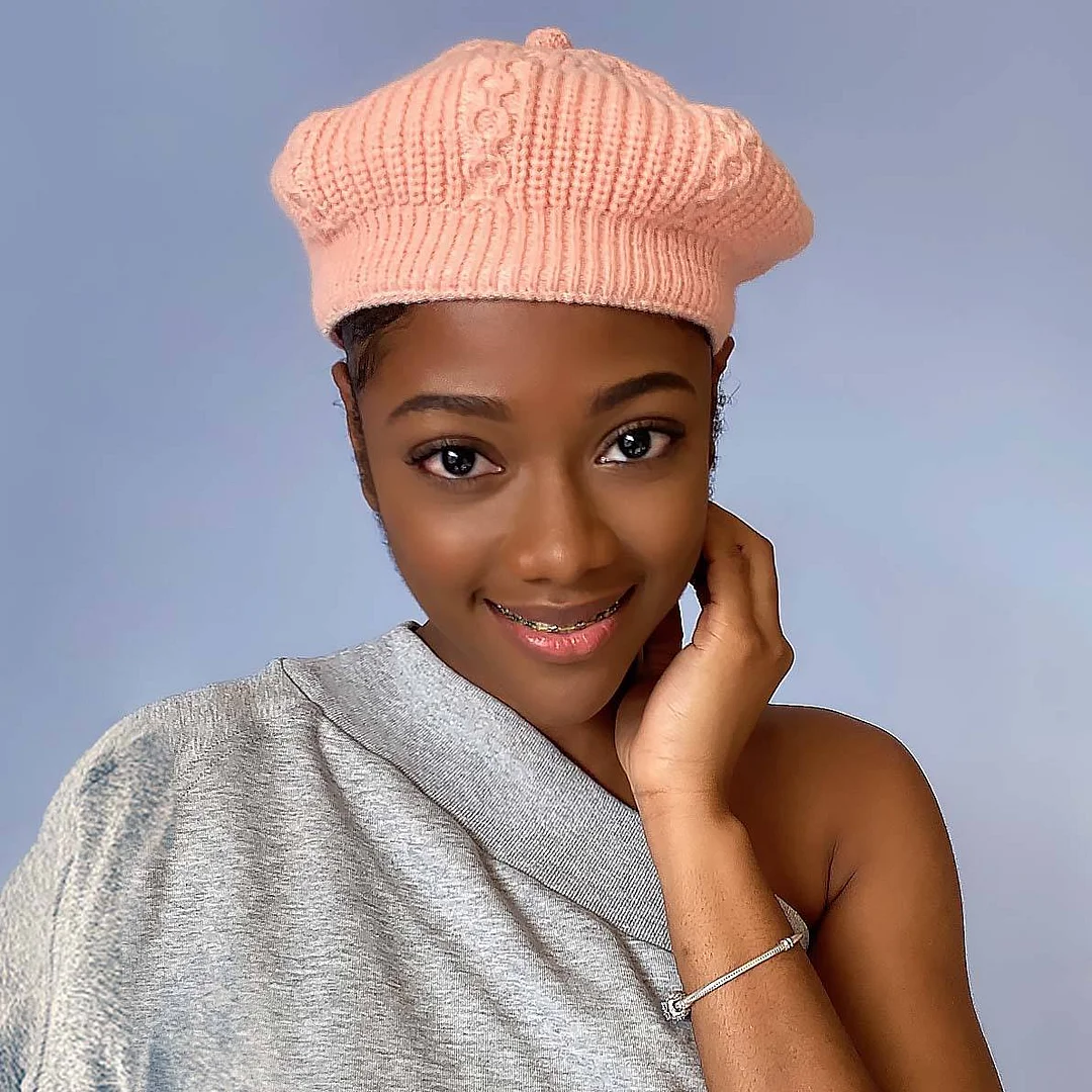 Satin-Lined Knitted Beret