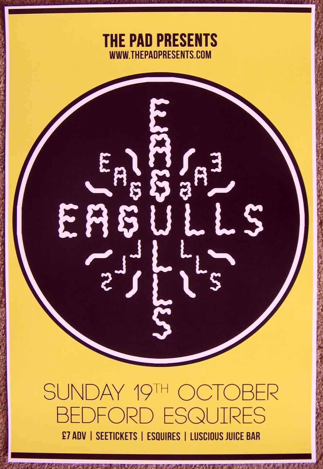 EAGULLS 2014 Gig POSTER Bedford UK Concert