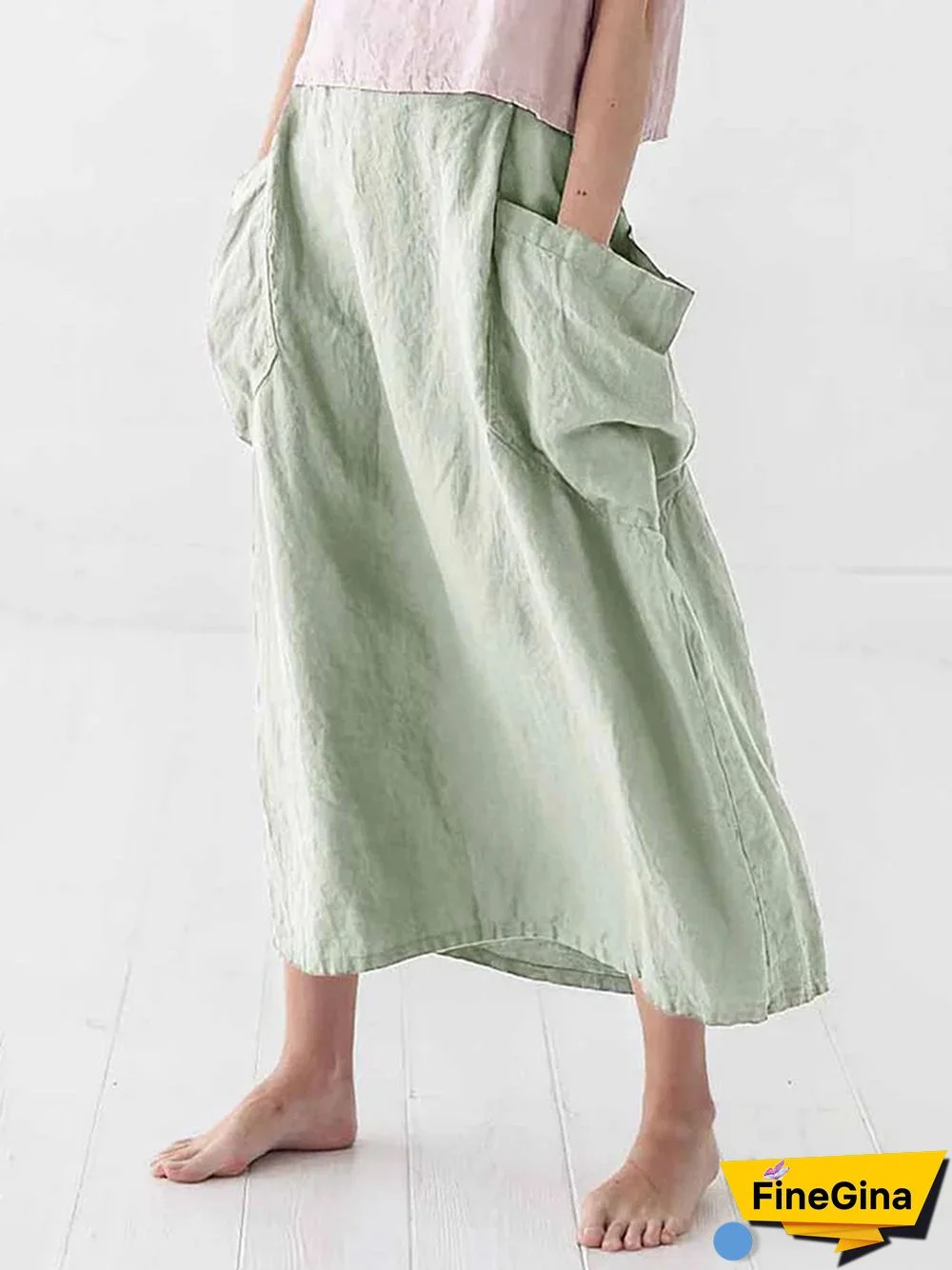 Marina Linen Elastic Waist Skirt