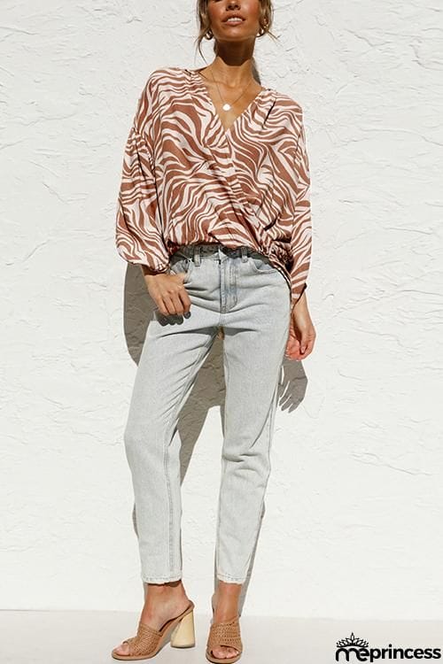 Zebra Cross Over Bat Blouse