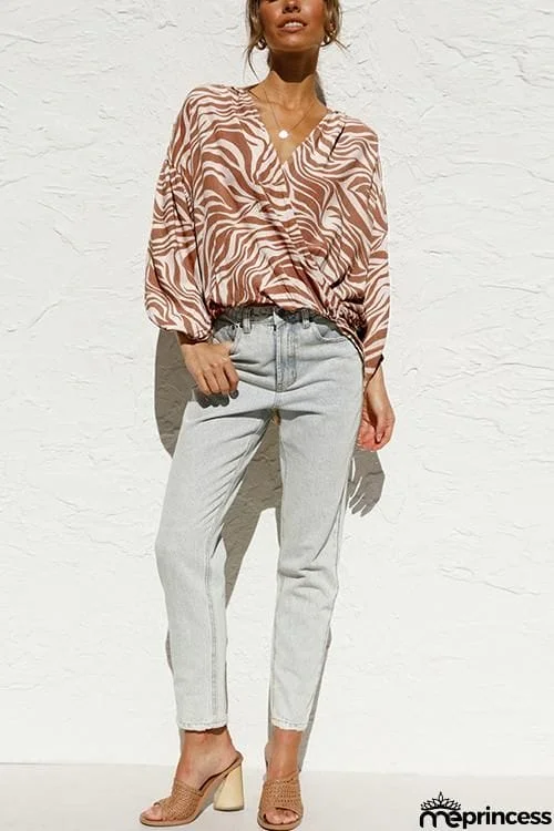 Zebra Cross Over Bat Blouse
