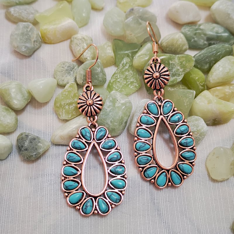 Vintage Copper and Turquoise Earrings