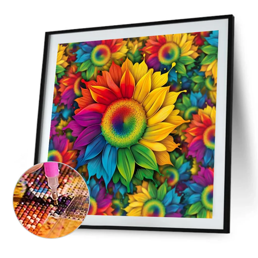 Partial AB Diamond Painting - Full Round Drill - Rainbow Gerbera(Canvas|45*45cm)